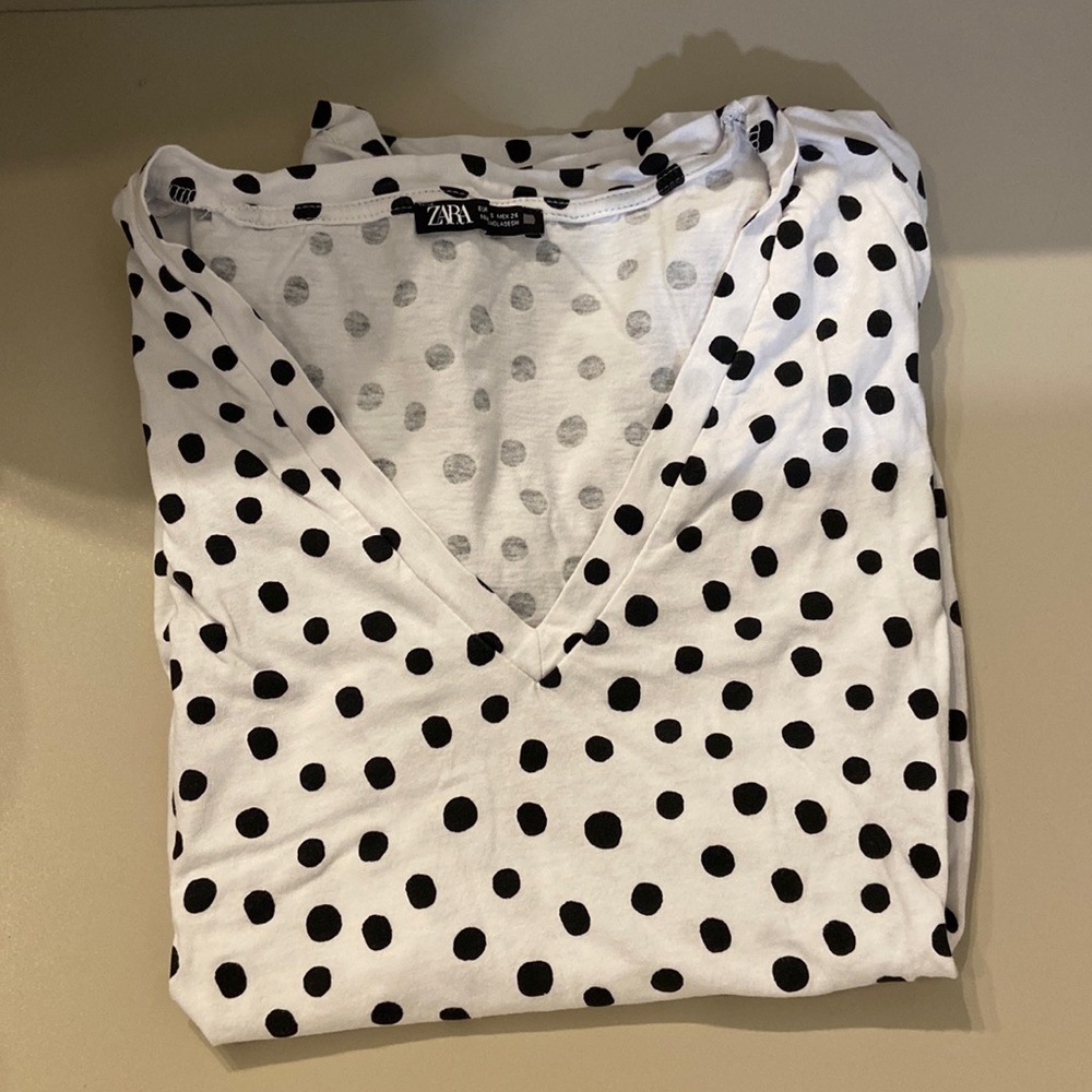 ZARA Polka-dot Top black-white Size Small